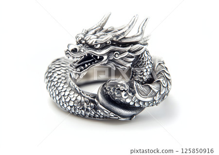 Realistic 3D rendering of a metal dragon bracelet 125850916
