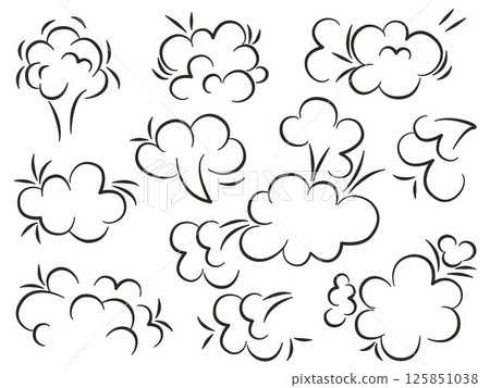 Set of explosion clouds doodle sketch style 125851038
