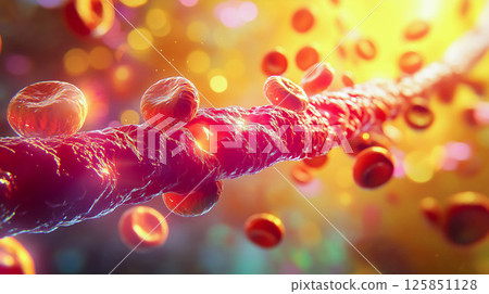 Hyperlipidemia, atherosclerotic plaque. High cholesterol in blood vessel 125851128