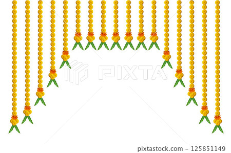 Marigold flowers and mango leaves toran design door hanging 125851149