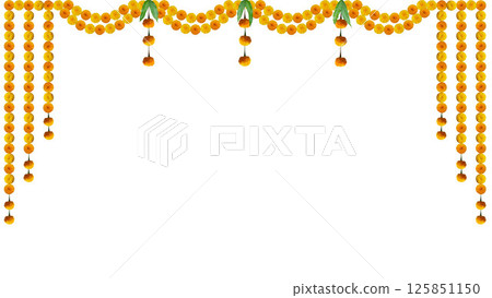 Marigold flowers and mango leaves toran design door hanging 125851150