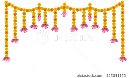 Wedding and festival decoration with marigold flowers design door hanging 125851153