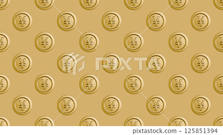 日元金幣圖案背景圖。無縫向量4K插畫素材 125851394