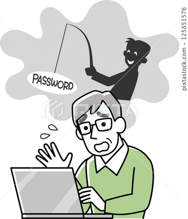 Senior man victim of online fraud 125851576