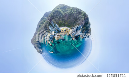 Aerial photo of Hotokegaura in Aomori Prefecture taken with a 360-degree camera in Sai Village 125851711