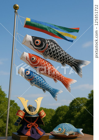 Carp streamers swimming in the sky 125851722