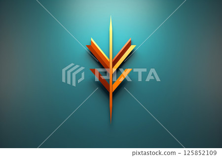 An orange downward arrow pointer on a minimal background, symbolizing direction and focus. The simple graphic design emphasizes the message of decline or movement in a clean and modern way 125852109