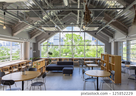 Unmanned modern interior office lobby lounge Unmanned modern interior office lobby lounge 125852229