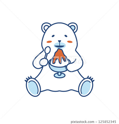 北極熊吃刨冰的插圖(彩色) 北極熊吃刨冰的插圖(彩色) 125852345