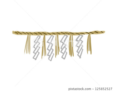 Illustration of a shimenawa and paper streamers Illustration of a shimenawa and paper streamers 125852527