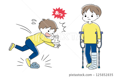 Falling and injured child illustration 4C 125852835
