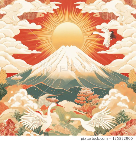 元旦早晨富士山的日出 125852900
