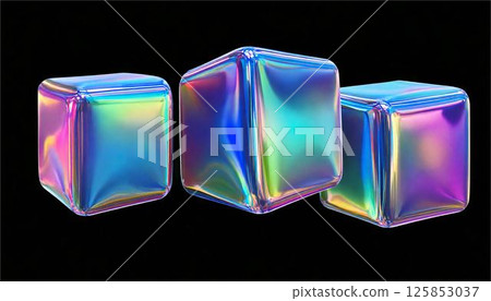 全像圖 全像立方體 彩虹 彩虹色 冰紋理 125853037
