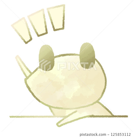 Frog character raising hand (yellow) Frog character raising hand (yellow) 125853112