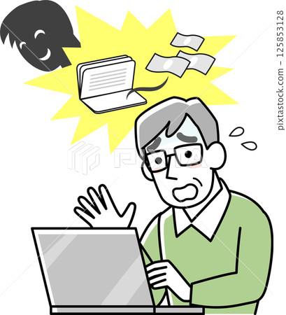 Senior man victim of online fraud Senior man victim of online fraud 125853128