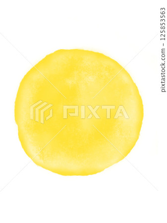 Watercolor-style circle illustration material, yellow background transparent, png 125853563