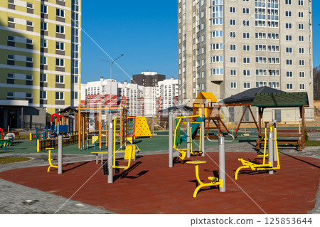 A playground for sports in the courtyard A playground for sports in the courtyard 125853644