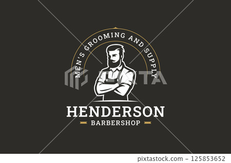 Modern Gentleman Barber Shop Logo Design with Retro Style and Elegant Typography 125853652