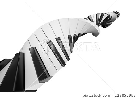 3d render of piano keys twisted in a form of DNA isolated on white 3d render of piano keys twisted in a form of DNA isolated on white 125853993