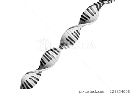 3d render of piano keys twisted in a form of DNA isolated on white 3d render of piano keys twisted in a form of DNA isolated on white 125854008