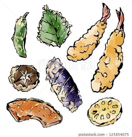 Japanese tempura dish hand drawn illustration 125854075
