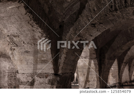 Interior details of an ancient water cistern in Istanbul, Turkey Interior details of an ancient water cistern in Istanbul, Turkey 125854079