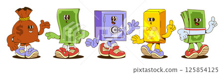 Retro money characters set isolated on white 125854125