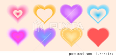Blurry heart shape icons set 125854135