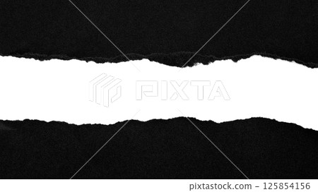 Black torn paper background with blank space in the middle Transparent material 125854156