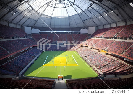 遊戲背景：擁有眾多觀眾的圓頂足球場。 125854465