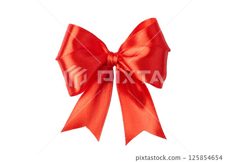 Beautiful red gift bow on white background 125854654