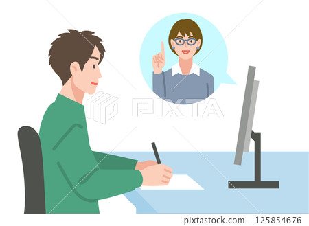 由男學生學習的插圖 125854676