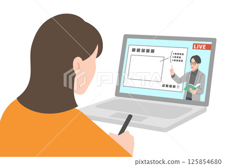 一位在網路學校學習的女士 一位在網路學校學習的女士 125854680