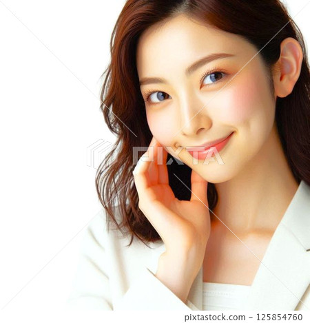 手放在臉頰上的女人 125854760