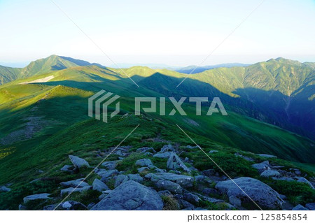 Mount Dainichi and Mount Kitamata from the summit of Mount Iide 125854854
