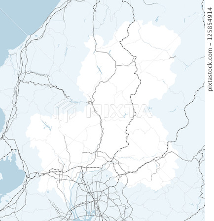 A simple green road map of Gifu prefecture in Japan and neighboring prefectures 125854914