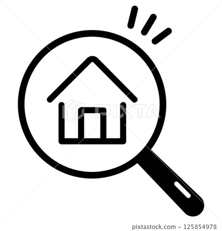 透過放大鏡看房子的圖示（透明） 125854978