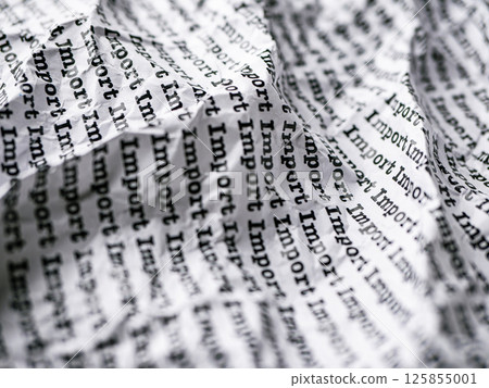 Words Import Seamless print on Crumpled paper for trading export import business tax background. 125855001