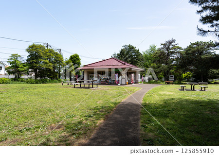 野川公園購物，位於東京三鷹市大澤市的藍色春日天空 125855910