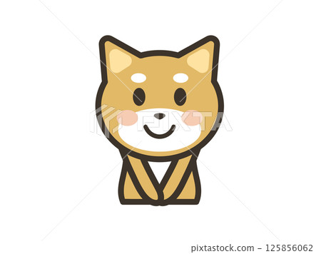 一隻可愛的柴犬,擺出乖巧的姿勢的上半身插圖 一隻可愛的柴犬,擺出乖巧的姿勢的上半身插圖 125856062