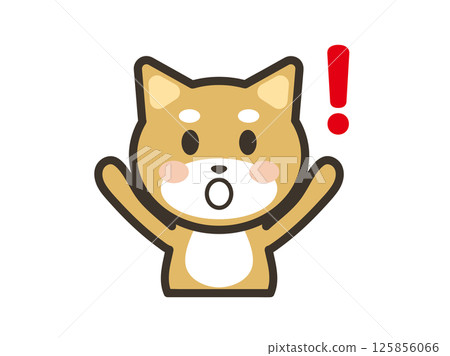 Upper body illustration of a cute surprised Shiba Inu 125856066