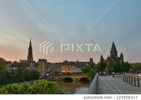 Metz, France. The city of Metz at dusk on May 10, 2024. 125856327