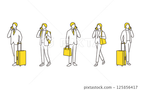 Set of business people talking on smartphones Set of business people talking on smartphones 125856417