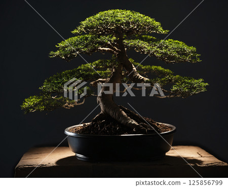 Black background with bonsai Black background with bonsai 125856799