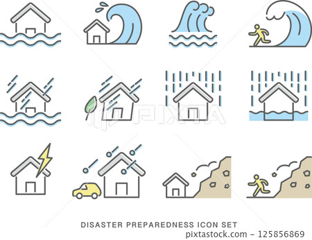 Disaster prevention and disaster icon set_2 125856869