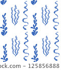 Seamless Nautical Pattern with Blue and White Marine Elements 125856888