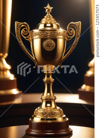 Shiny gold trophy 125857073