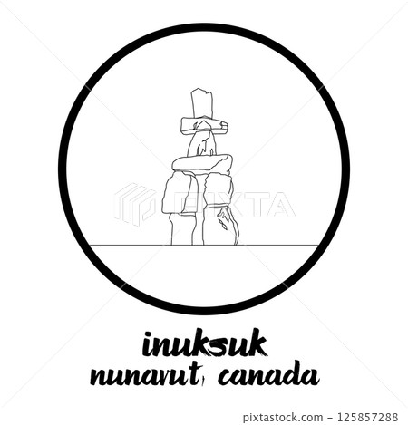 Circle Icon Inuksuk. Vector Illustration Circle Icon Inuksuk. Vector Illustration 125857288