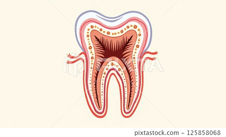 Artistic Tooth Cross-Section with Beautifully Integrated Floral Patterns 125858068