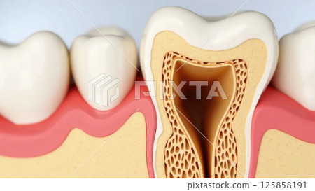 Close-Up Cross-Section of Tooth Anatomy Showing Tooth Decay and Cavity Details Close-Up Cross-Section of Tooth Anatomy Showing Tooth Decay and Cavity Details 125858191
